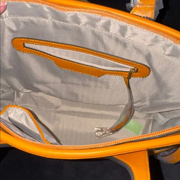 Orange Monogram Tote Bag with White Pattern, NEW, Fashion Bag - Picture 5 of 7